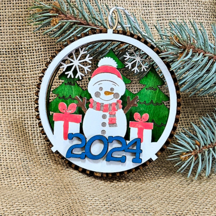 Layered Festive Snowman Ornament