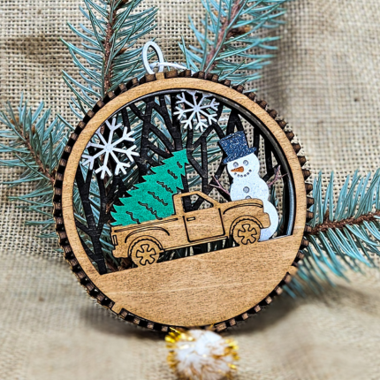 Layered Christmas Truck Ornament