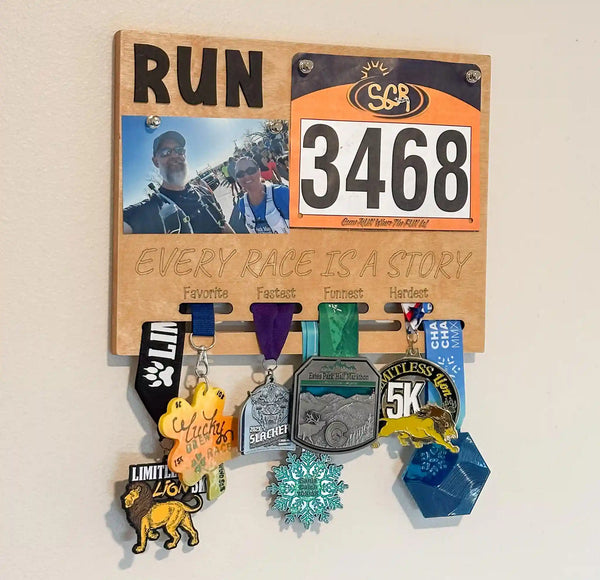 Runner's Race Bib, Medal & Photo Display