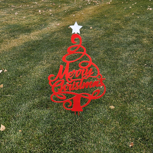Steel Christmas Tree Yard Sign