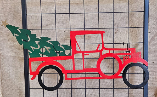 Steel Truck with Christmas Tree Sign